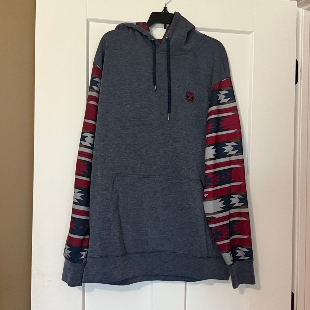 Hooey Blue and Red Patterned Hoodie